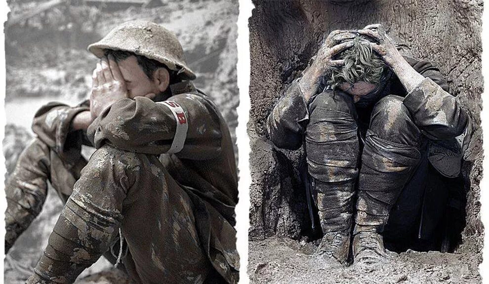 Уставшим от войны. Плачущий солдат первой мировой войны.