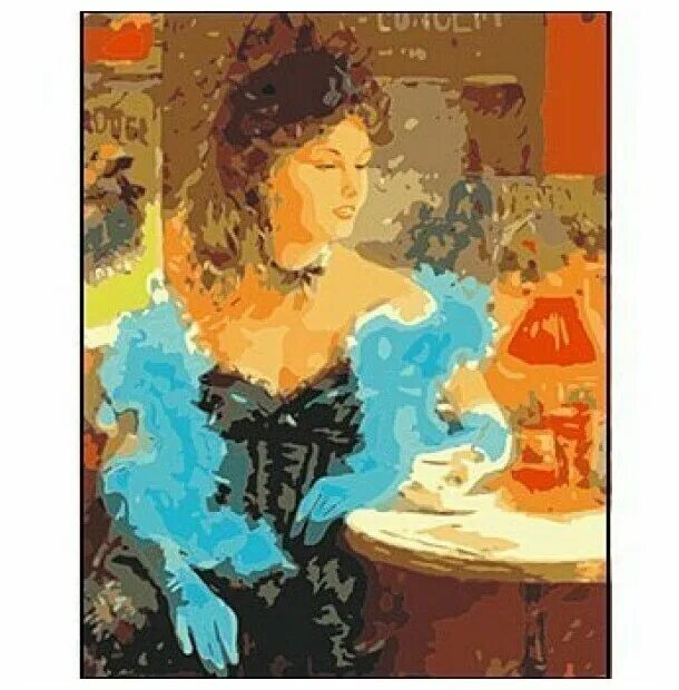 Дама номер 1. Картина по номерам девушка в кафе. Картины по номерам на холсте автора Разумова.