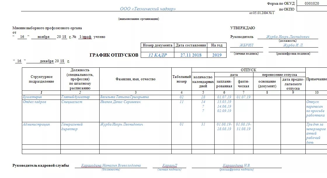 Форма 7 отпуск. Заполнение формы т7 график отпусков. Как заполнять график отпусков форма т-7. Таблица т7 график отпусков. График отпусков работника т7.