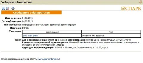 Сообщения о банкротстве
