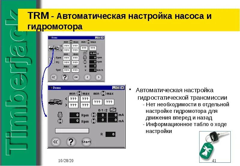 Автоматическая настройка. Настройка автоматических презентаций.. Настройки автоматизации. TRM регулировка. Параметров автоматики