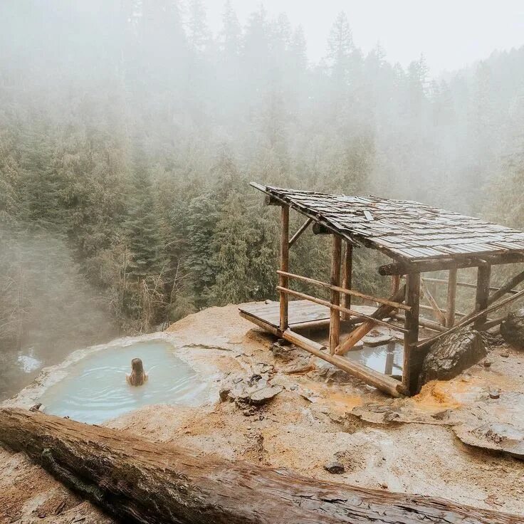 Man hot spring travel