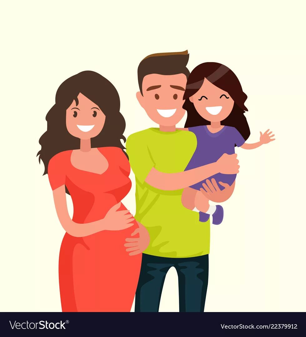 Беременную маму папу. Рисунок семья с беременной. Картина мама папа и дочь. Молодые родители рисунок.