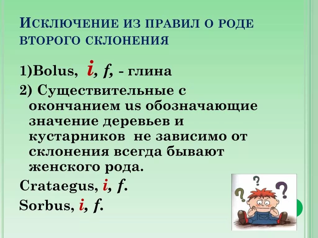 Какие слова являются исключениями из правил. Исключение из правил. Исключения из правил о роде латынь. Исключения из правил о роде. Склонение имен существительных.