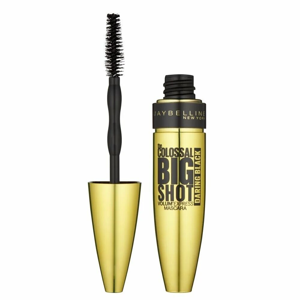 Тушь черно золотая. Тушь Maybelline Mascara. Тушь мейбелин big shot. Maybelline Colossal тушь. Тушь мейбелин черная.