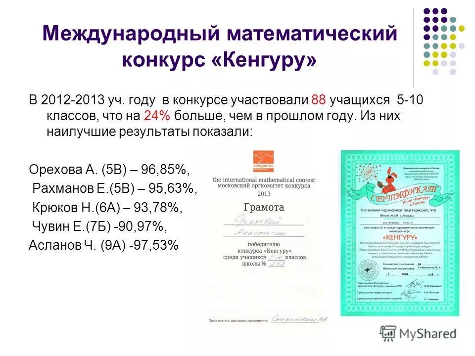 Ответы международного математического конкурса кенгуру