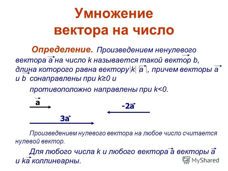 Как найти произведение векторов на число. Как найти произведение векторов на число