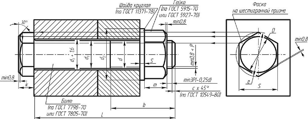 Болт м20 70 чертеж. Чертёж болтового соединения с размерами м10. Болт 7805 70 резьбовое соединение. Гайка м12 ГОСТ 7798-70. Гайка с шайбой гост