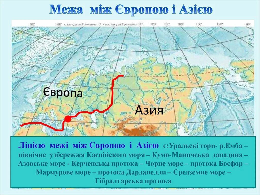 Границу европы и азии проводят по. Граница Европы и Азии на карте России. Евразия Разделение на Европу и Азию. Граница Европы и Азии на карте Евразии. Граница между Европой и Азией на карте.