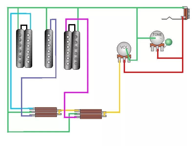 3 to 1 single. 2 Humbuckers 3-way Switch 1 Volume 2 Tone. 1 Single 1 humbucker 3 way Switch. 5 Way 2 humbuckers Guitar wiring diagrams. 2 Humbuckers 3-way Switch 2 Volume 2 Tone.