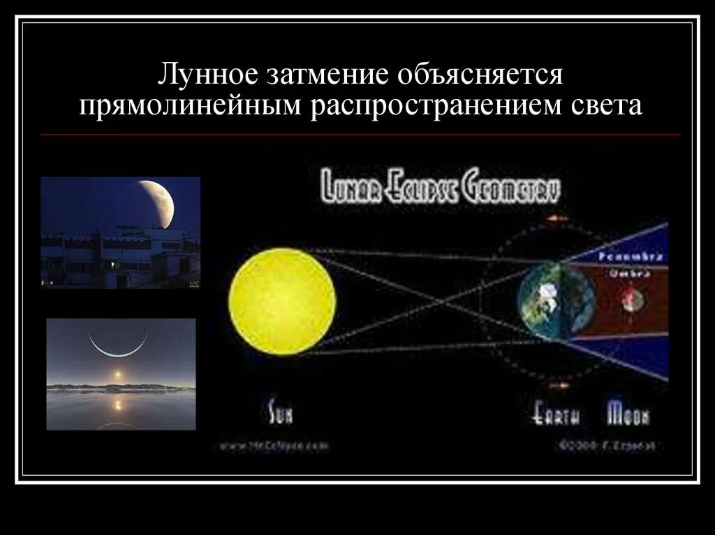 Закон прямолинейного распространения света объясняет. Лунное затмение источники света. Солнечное затмение законом прямолинейного распространения света. Прямолинейное распространение света. Затмение Луны доказывают прямолинейное распространение света?.