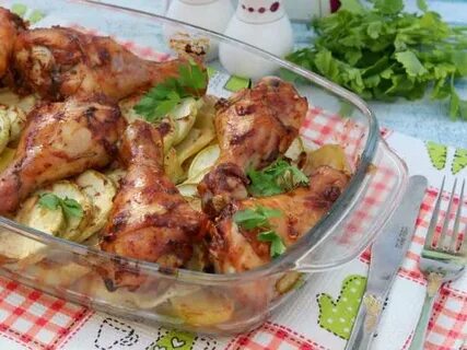 Голень в духовке с картошкой и кабачком