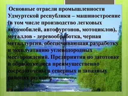 Отрасли удмуртской республики