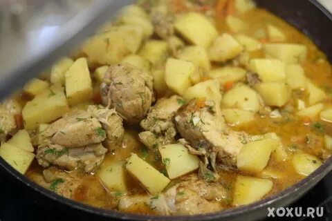 Вкусно картошка с курицей в казане
