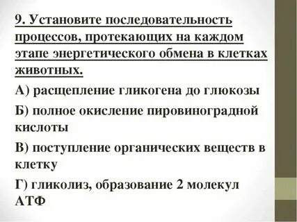 Этапы энергетического обмена происходящие процессы