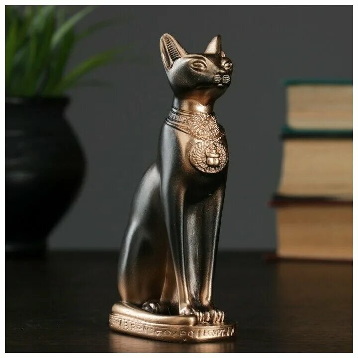 Фигура кошка Египетская, бронза, 7х14х5 см, 1279303. Статуэтка Бастет Египетская. Египетская кошка статуэтка. Бронзовая Египетская кошка.