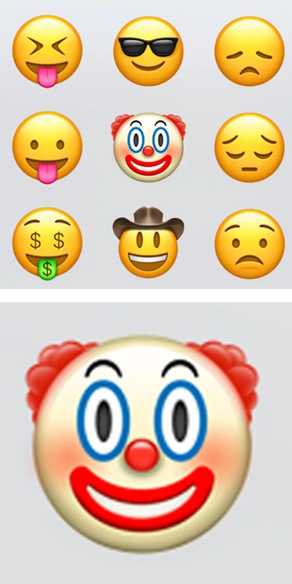 Клоун смайлик айфон. ЭМОДЖИ клоун. Клоун Emoji iphone. Смайлик клоуна. Смайлик в виде клоуна.