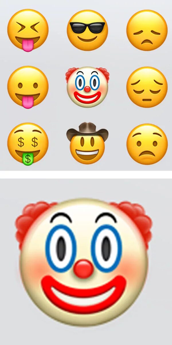 Как получить эмодзи клоуна. Клоун emoji. смайл клоуна. смайлик в виде клоуна. смайлик клоуна вк.