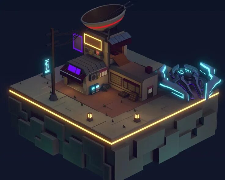 Blender локации. Low poly изометрия. лоу поли киберпанк. isometric blender город. лоу поли город изометрия.