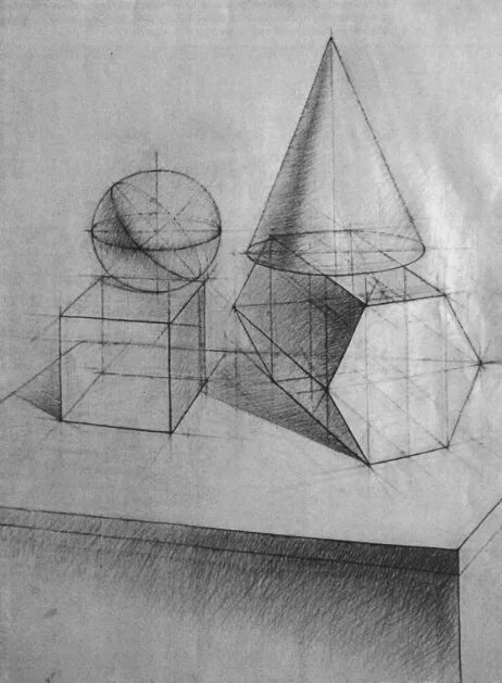 Построение фигур. Построение гипсовых фигур Академический рисунок. Академический рисунок геометрические фигуры построение. Натюрморт из геометрических тел (построение, перспектива). Конструктивное построение геометрических фигур.