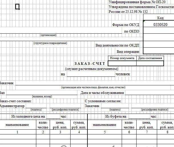 Формы документов госкомстата
