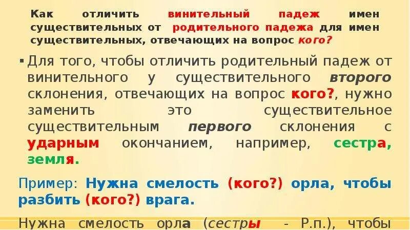 Существительное в винительном падеже является