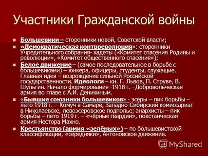Красное и белое движение кратко