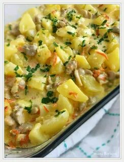 Картошка с курицей с соленым огурцом