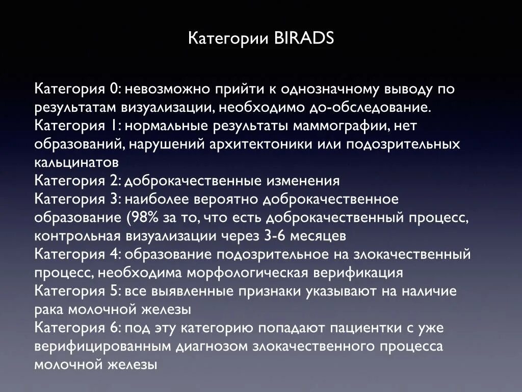 Что означает категория bi rads