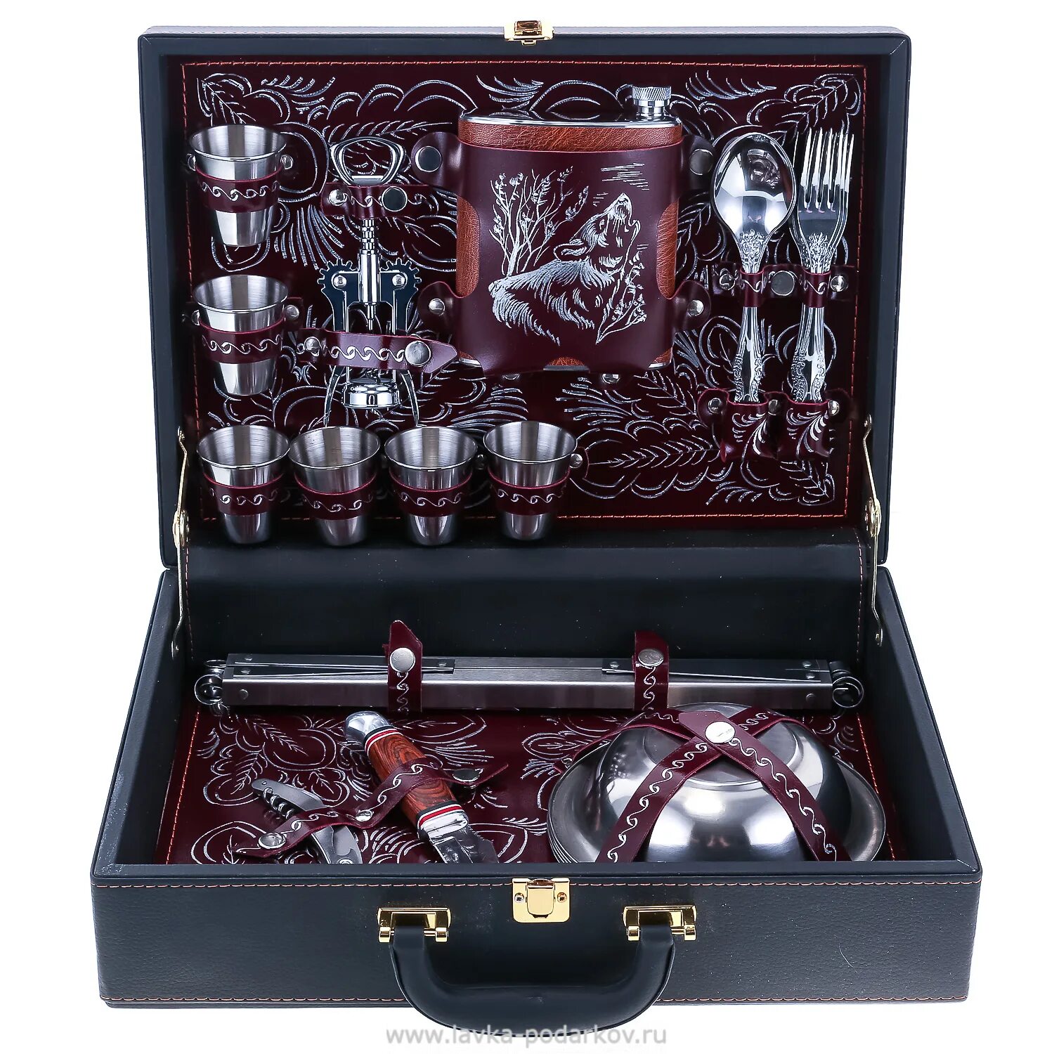 Набор посуды для пикника ( 6 персон, 20 предм) 81063. Подарок персоне. Подарок " мужчине". Подарок мужчине набор для пикника. Набор шкатулка фляга охота.
