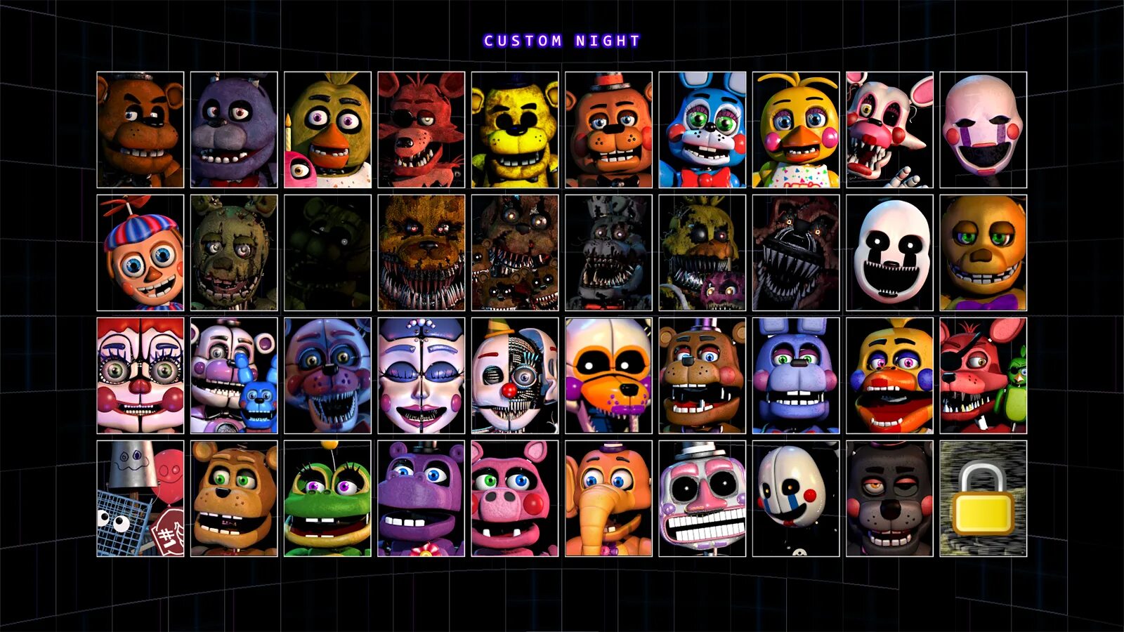 Five nights at freddys ultimate custom. Фредди ультимейт кастом найт. ultimate custom night animatronics. фнаф 7 ultimate custom night фредди. фнаф 7 аниматроники.