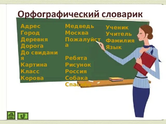 Учитель словарное слово 1 класс. Орфографический словарь 1 класс. Словарик 1 класс. Словарные слова ученик учитель.