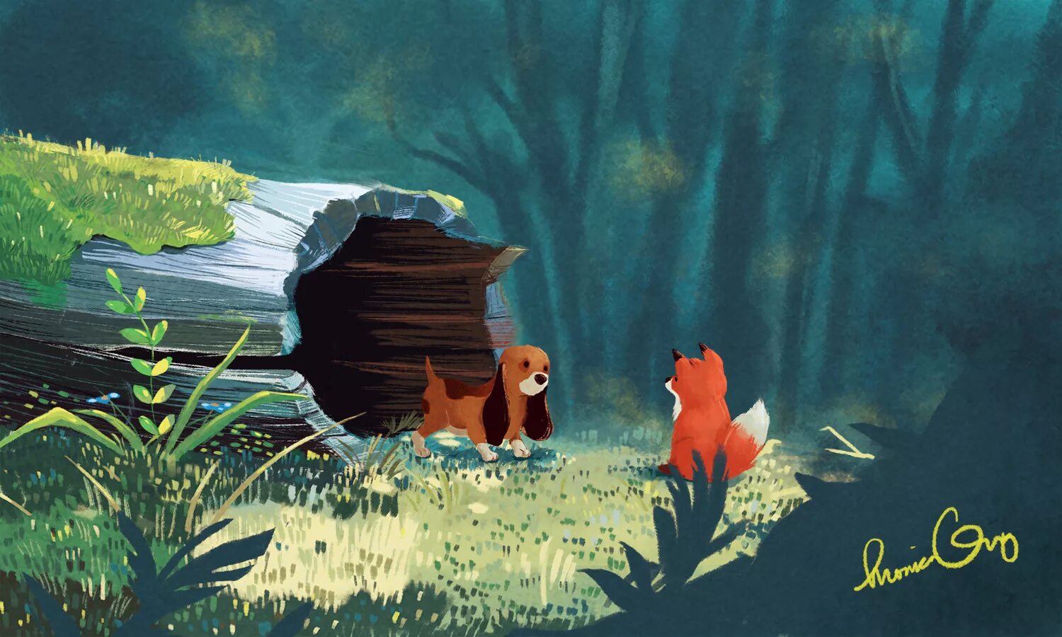 The Fox and the Hound Art. Fox and Dog Disney Art. Tod and Copper Fox and the Hound Art. Fox and the Hound background. The fox and the mole