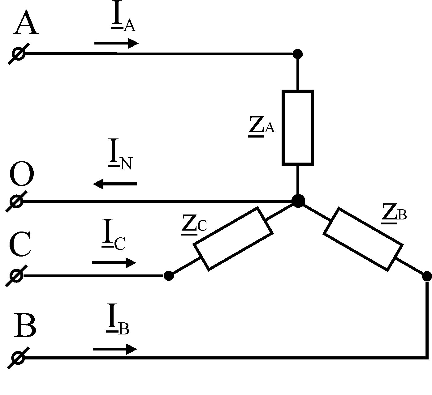 Трехфазная электрическая цепь схема звезда. Схема трехфазной цепи звездой с нулевым проводом. Схема трёхфазный с нулевым проводнём.. Фазный ток в цепи звезда.