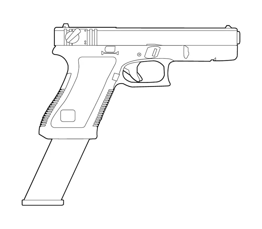 Дигл из бумаги. Чертежи пистолета Глок 18 с размерами. Глок 17 чертеж.