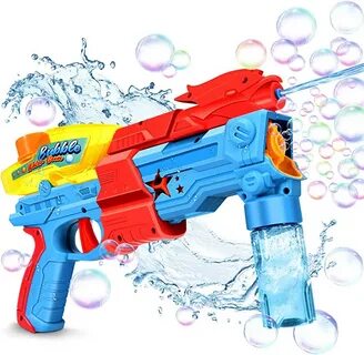 2 in 1 Bubble and Water Gun - Squirt Guns with Bubble Fluid, Super Soaker W...