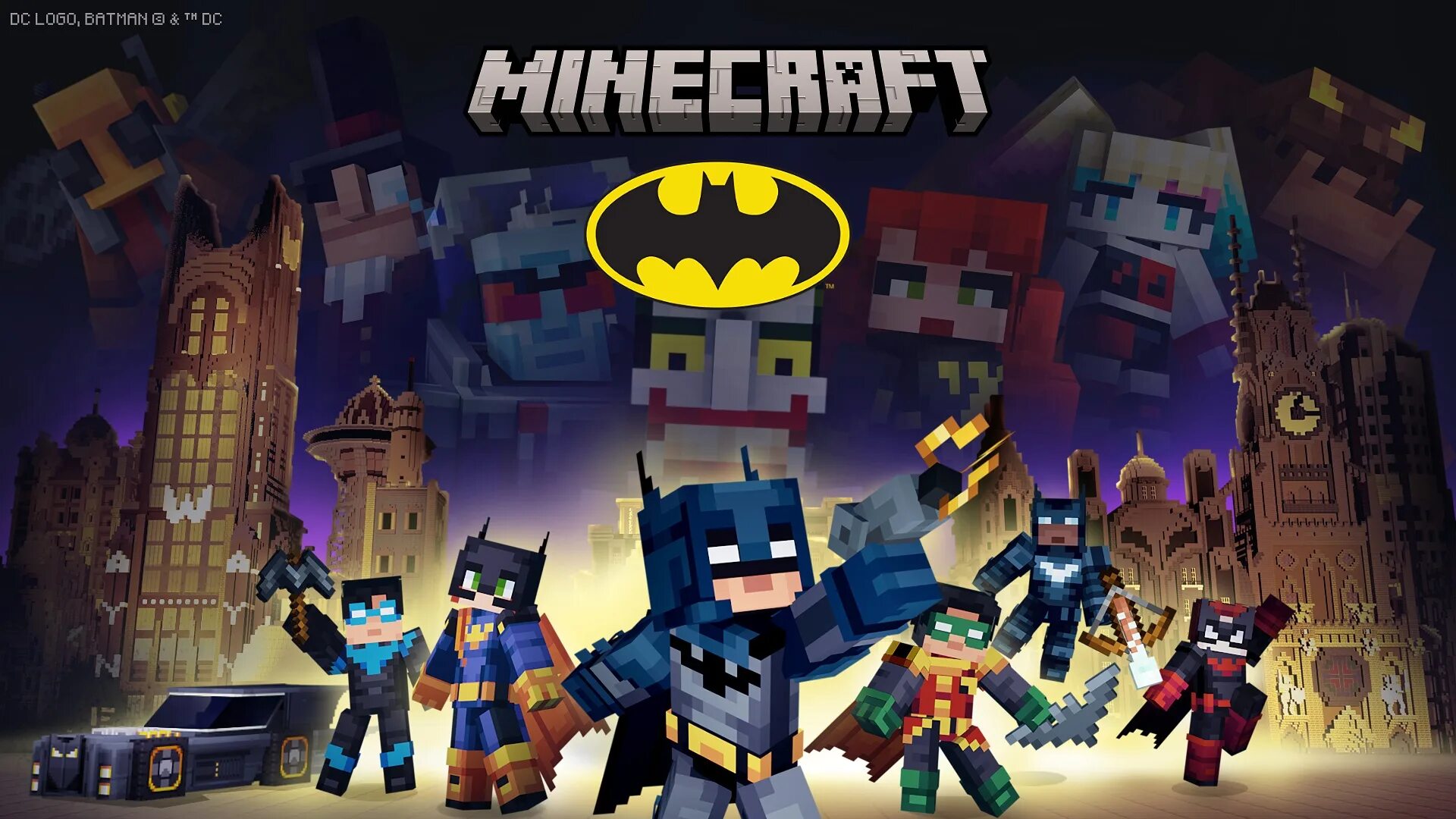 Бэтмен майнкрафт. Майнкрафт Готэм Сити. Майнкрафт персонажи. DLC Minecraft. Minecraft batman