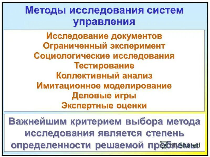 методы исследования в управлении