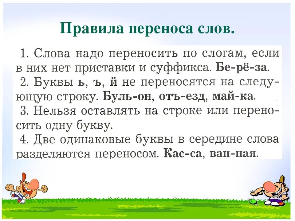 Язык по слогам разделить. Правило переноса слова 1 класс. Перенос слов 1 класс. Правила переноса слов 1 класс. Перенос слов 1 класс рус яз.