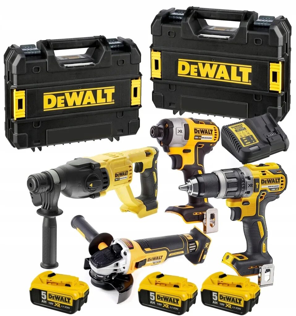 Аккумуляторный набор DEWALT 18v. Инструмент DEWALT 18v XR. Инструмент ДЕВОЛТ 5 В 1. Набор аккумуляторного инструмента DEWALT 18v.