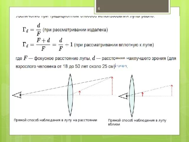 Увеличение лупы равно