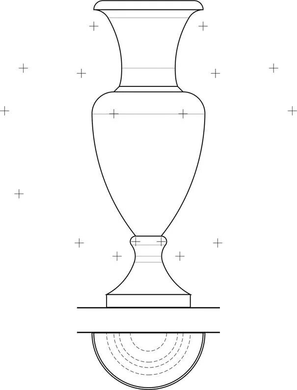 Ваза в компасе. Вазы черчение. Декоративная ваза по черчению. Ваза чертеж. Чертеж вазы.