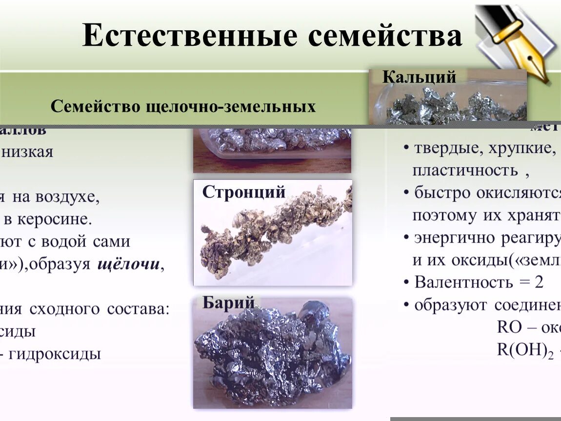 Естественные семейства химических. Естественные семейства металлов. Естественные семейства химических элементов. Стронций презентация. Характер гидроксида стронция