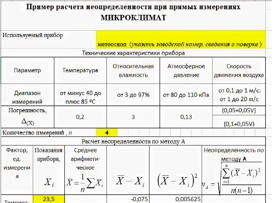 Пример расчета неопределенности. Пример расчета неопределенности измерений. Расчет неопределенности результатов измерений. Расчет неопределенности в excel.