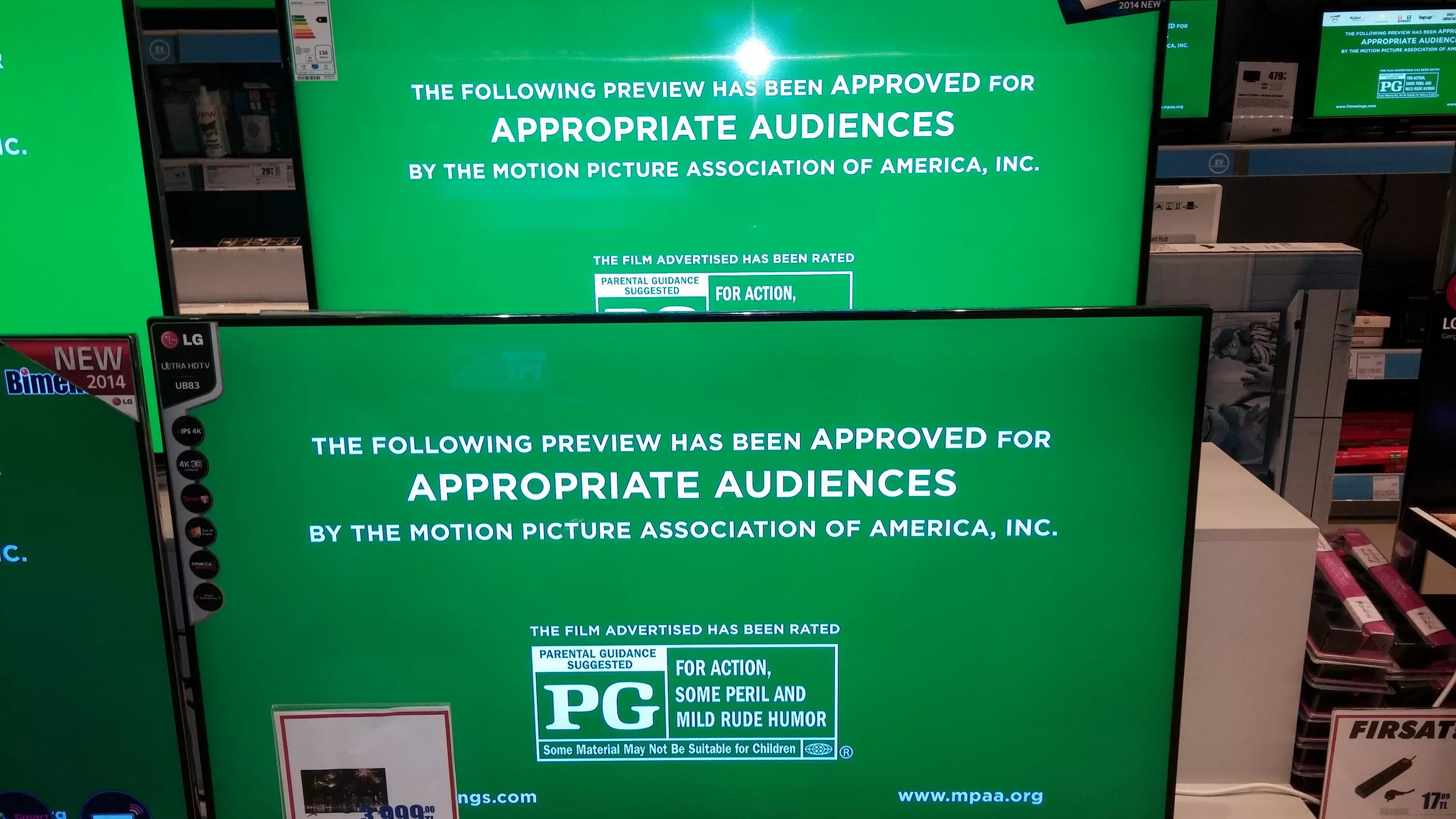 Motion picture Association of America logo. Appropriate audiences