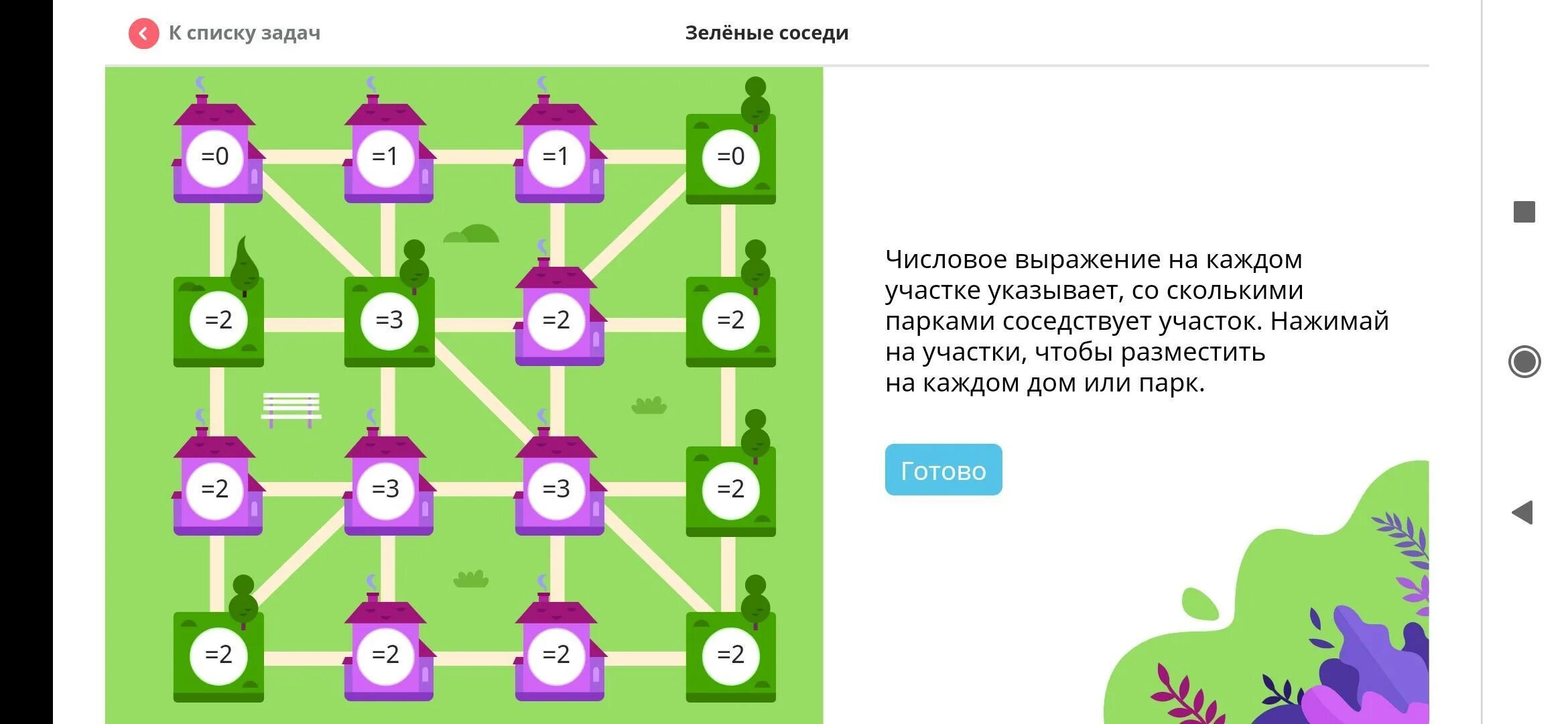 Ру математика плюс 24 уровень. Семейное дерево учи ру. Зеленые соседи учи ру ответы. Трава зеленеет у соседей в саду.