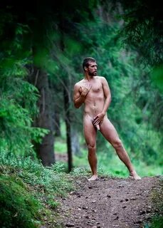 Naked in the woods. 