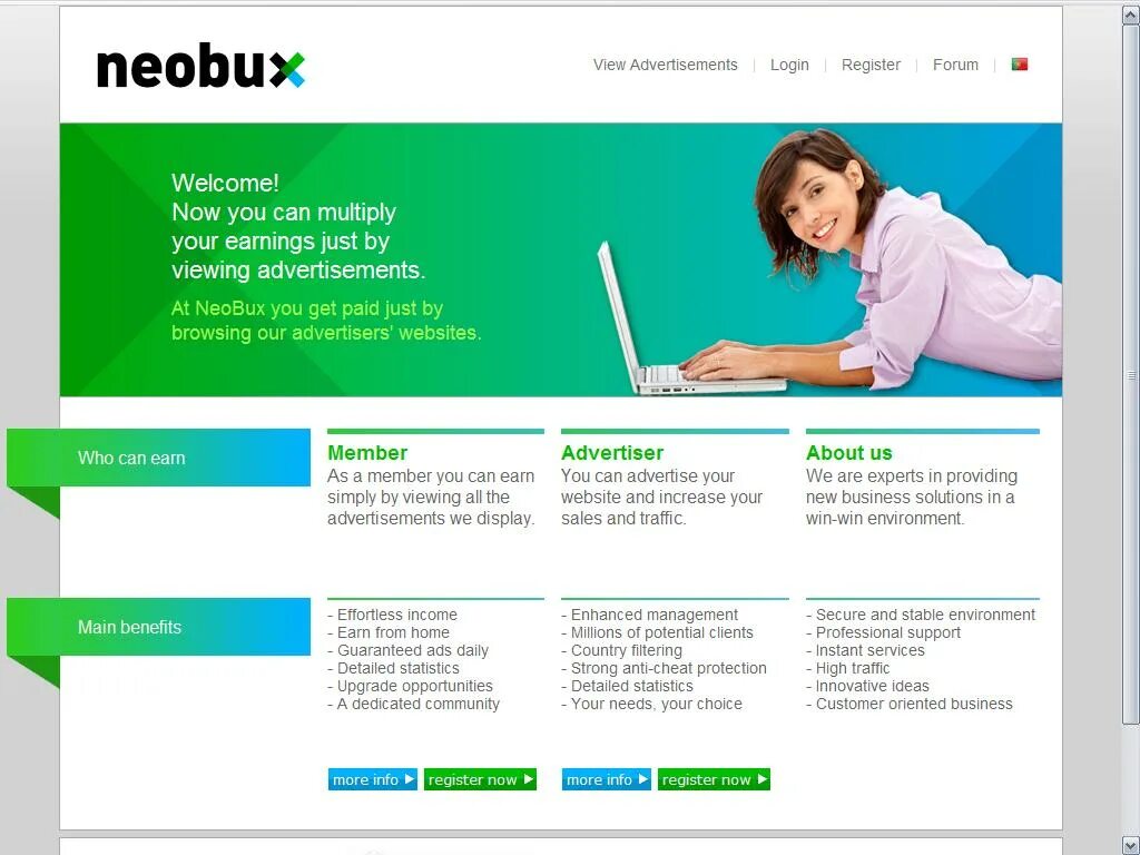 Register now game. Neobux. Paid advertisements. Neobux Classic. Neobux logo.