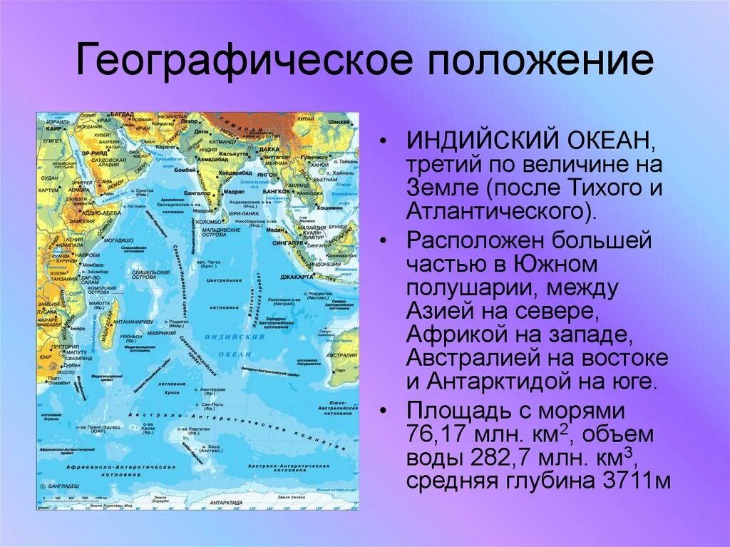 Какое значение имеет тихий океан. Индийский океан географическое положение. Презентация на тему индийский океан. Происхождение индийского океана. Особенности индийского океана.