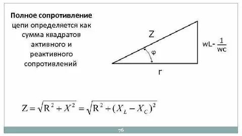 Формула полного сопротивления цепи z